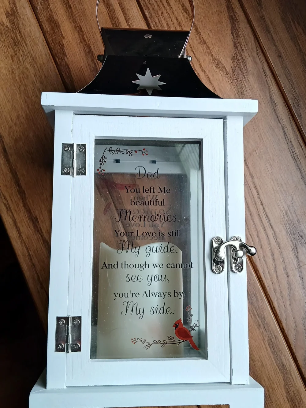White Decorative Lantern Memorial With Light For DAD